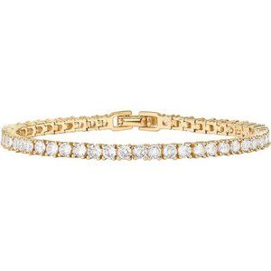 14K Gold Plated 3mm Cubic Zirconia Classic Tennis Bracelet Womens Bracelets